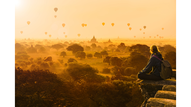Hot air balloons in Bagan, Myanmar