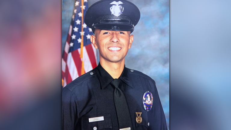 An off-duty Los Angeles police officer was killed in a shooting in the Lincoln Heights area of Los Angeles and the shooter was at- large today.