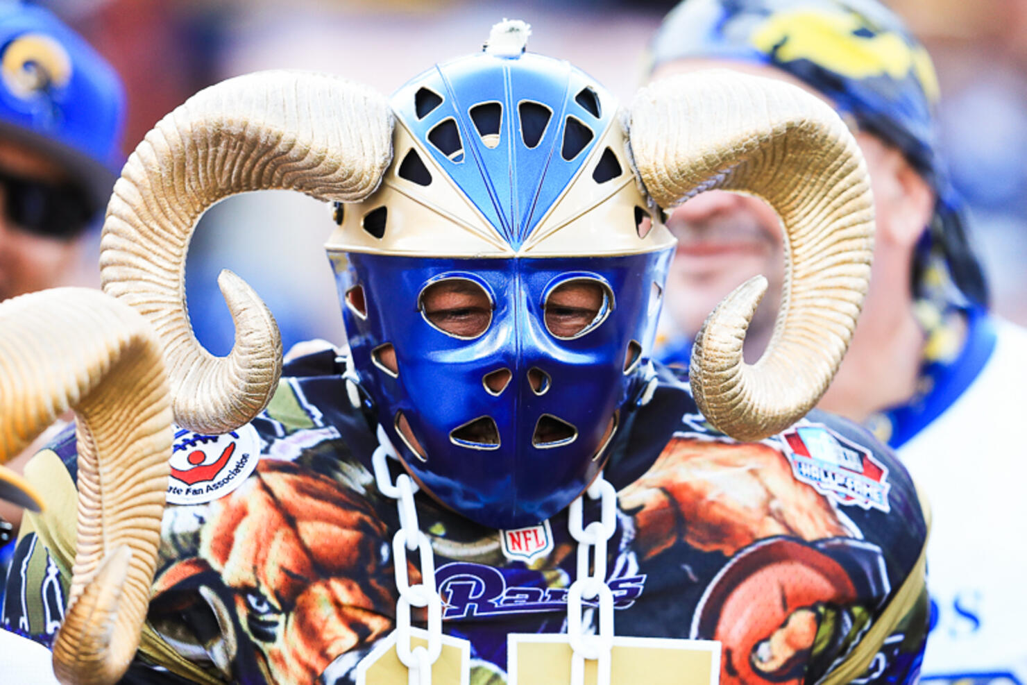 Inside the weirdest NFL fan outfits from Week 1 as Raiders don full armor  and Rams wear famous melon heads