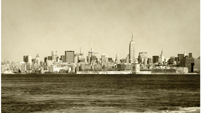 Retro New York City skyline