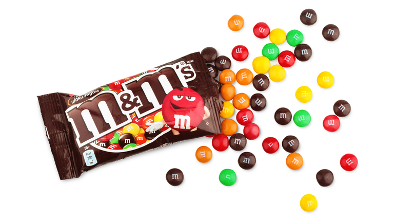 Unwrapped M&amp;M's milk chocolate candies