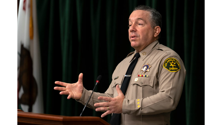 Sheriff Alex Villanueva seen speaking to the media during a