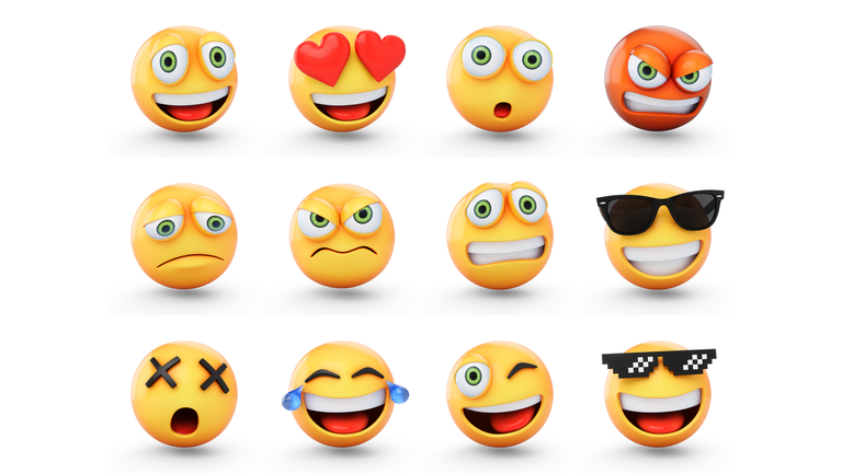 3D Rendering set of emoji isolated on white