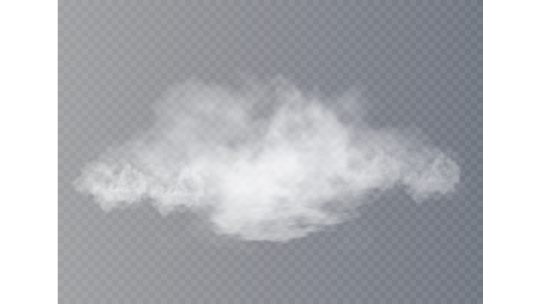 Fog or smoke isolated transparent special effect. White vector cloudiness, mist or smog background. Vector illustration