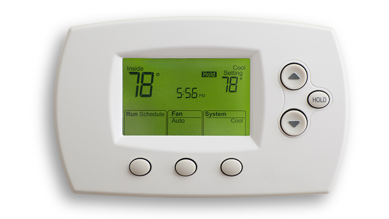 Digital thermostat on 78 degrees