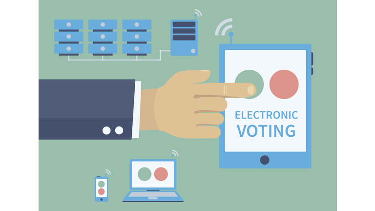 Electronic voting, politics and elections illustration concept