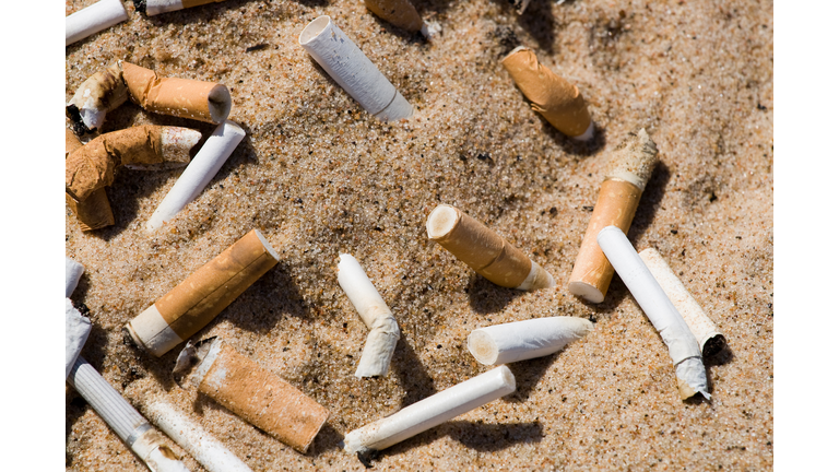 Cigarette butt in sand