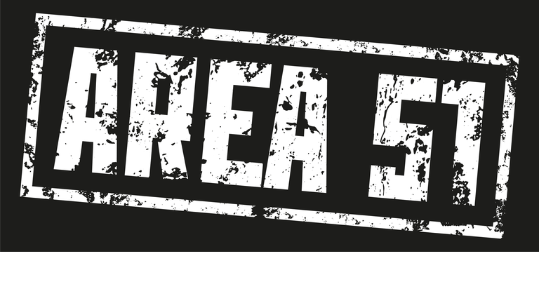 Stamp Secret Base. Area 51. White print on black background. Vector design