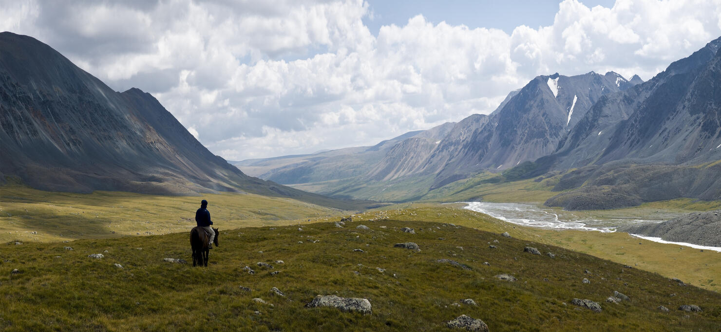 Lonely Rider at Altay Mountains