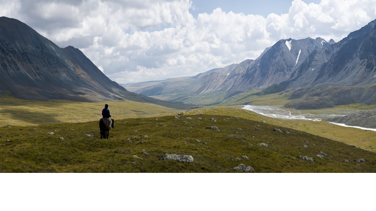 Lonely Rider at Altay Mountains