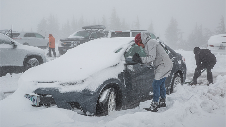 Spring Snowstorm Hits Oregon's Mt. Hood