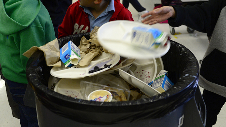 Students from SOAR at the Evie Garrett Dennis Campus of Denver Public Schools eat their lunch in the school cafeteria on Friday, Oct. 30, 2015.