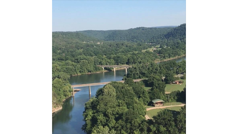 The two main bridges over the White River (AR-9 and AR-5).
