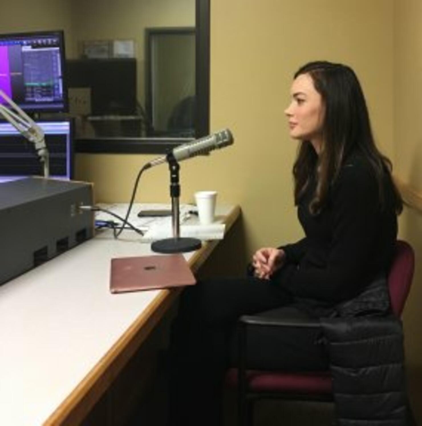 Catherine recording with Gary B from KWOZ.