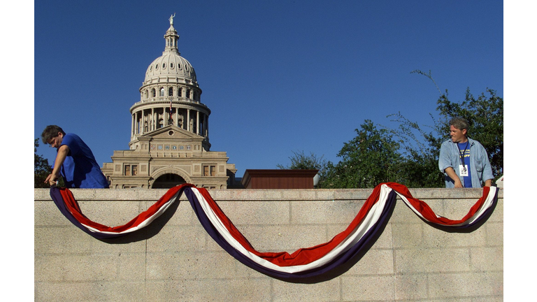 Production crew workers Faith Schexnayder (L) and