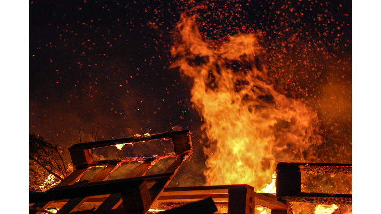 House Burning At Night