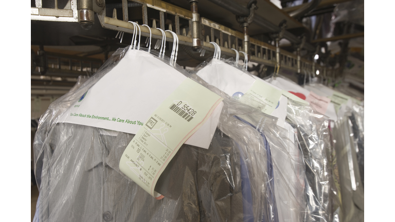 Clothes hanging in the laundrette