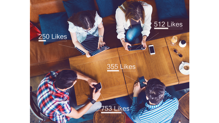 Group of people counting likes