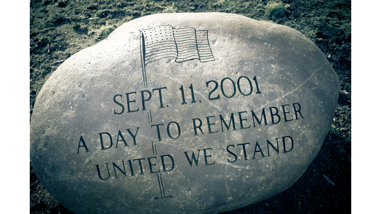 9-11 Memorial Etched into a Large Round Granite Rock