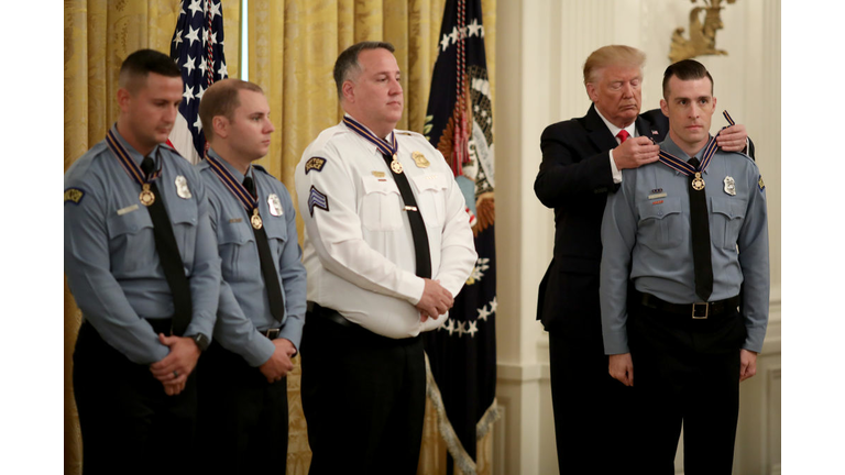 President Donald Trump Presents Medal Of Valor And Heroic Commendations