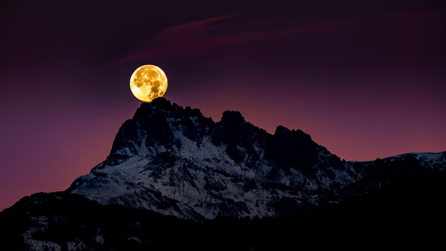 Scenic View Of Snowcapped Mountains Against Sky At Night