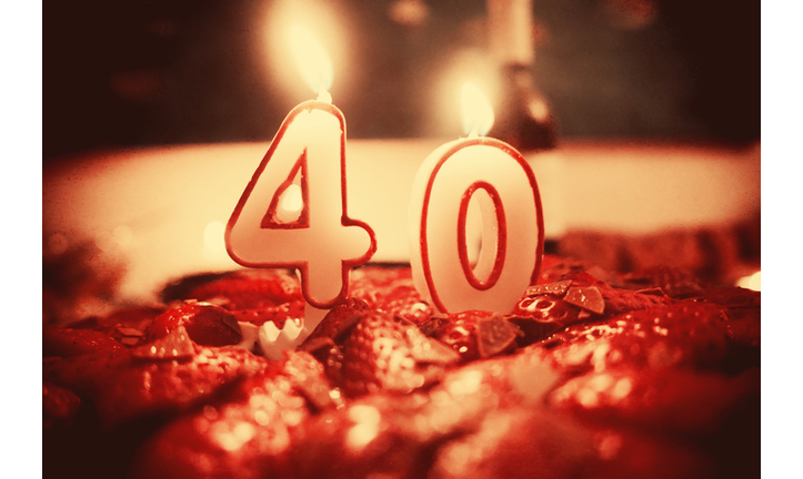 Number 40 Candle On Birthday Cake