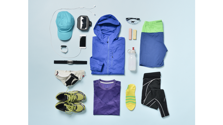 Men's Jogging supplies shot knolling style.