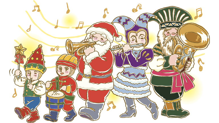 Painting of parade with Santa Claus, Illustration