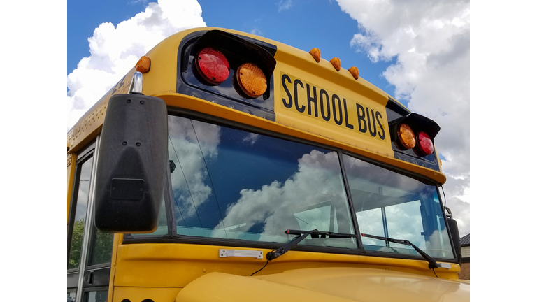 frontal view of yellow school bus