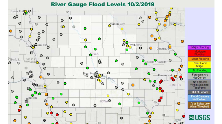 USGS National Weather Service River Gauge Map