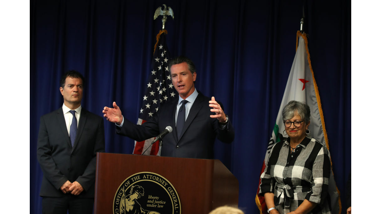 California Gov. Newsom And CA Attorney Gen. Becerra Hold News Conference Responding To Trump Revoking State's Emissions Waiver