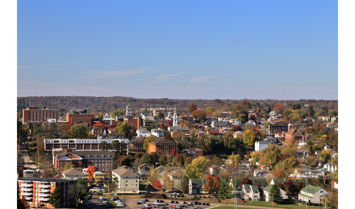 Rural Town and College Campus, Athens, Ohio, USA