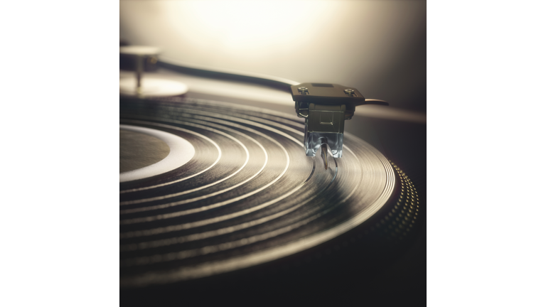 Vinyl record being played, illustration