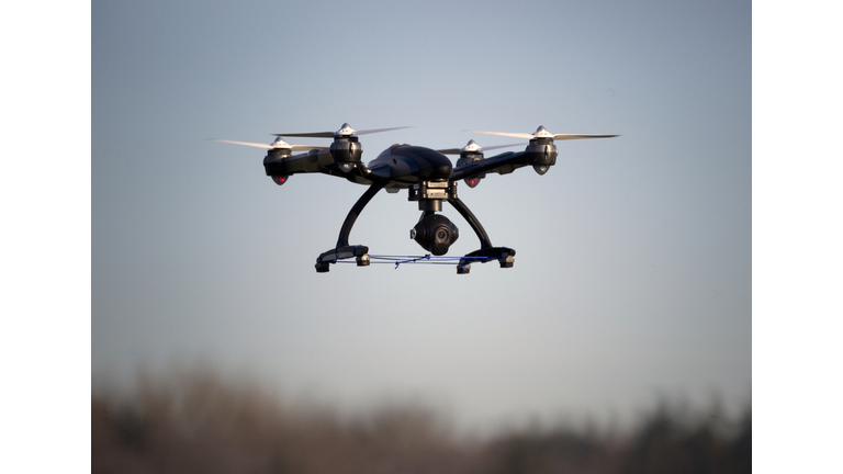 Europe, Germany, View Of Drone With Camera Flying, Airborne