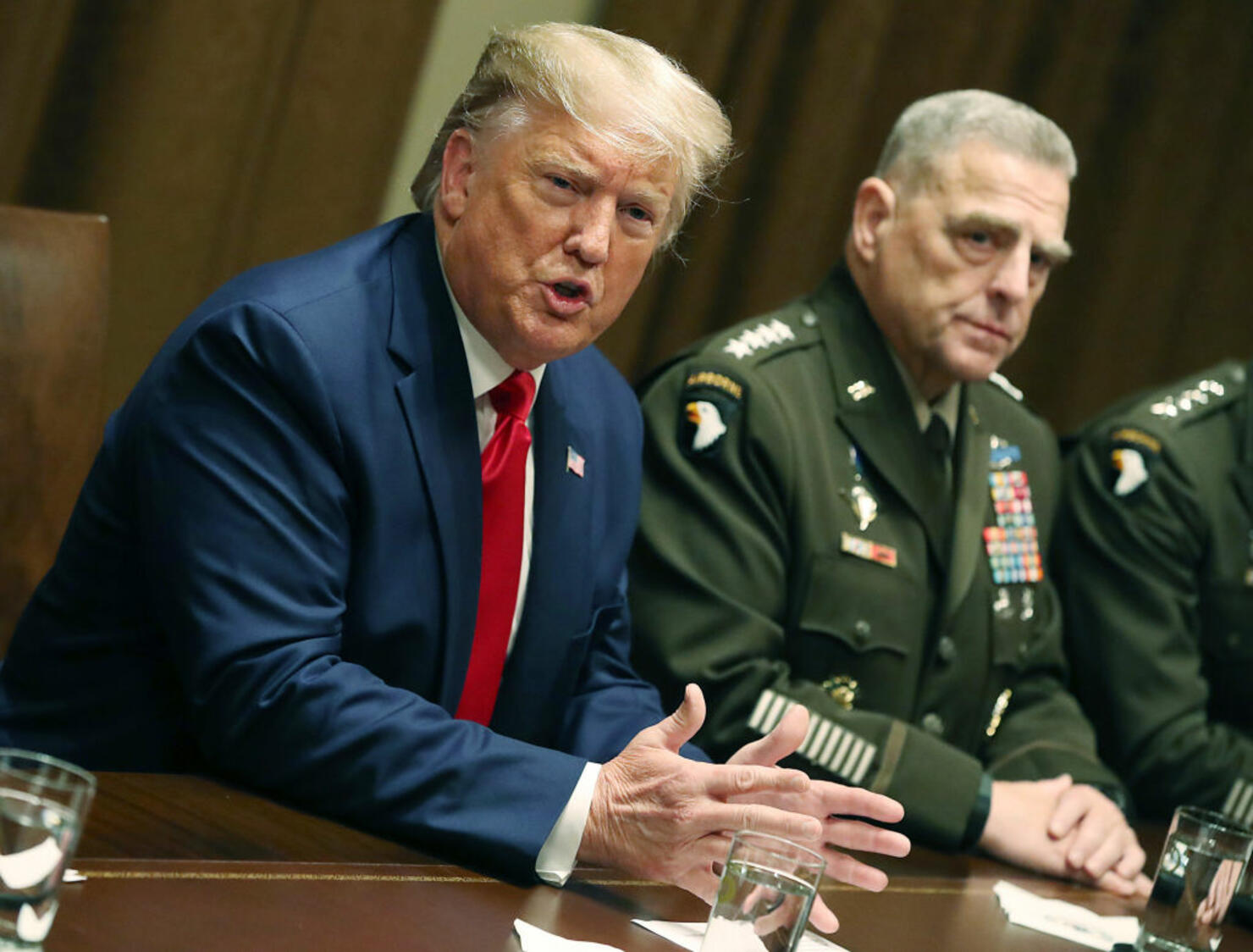 President Trump Receives A Briefing From Senior Military Leaders At White House