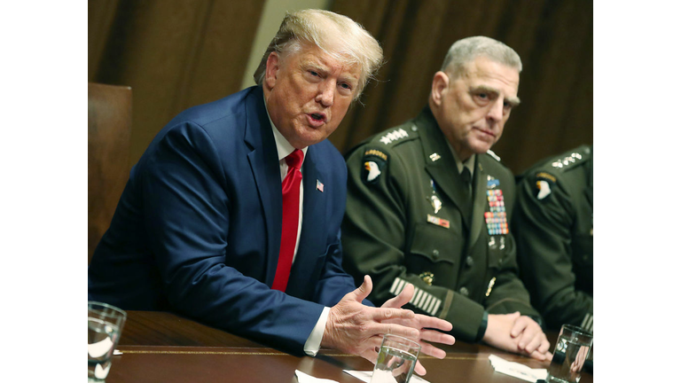 President Trump Receives A Briefing From Senior Military Leaders At White House