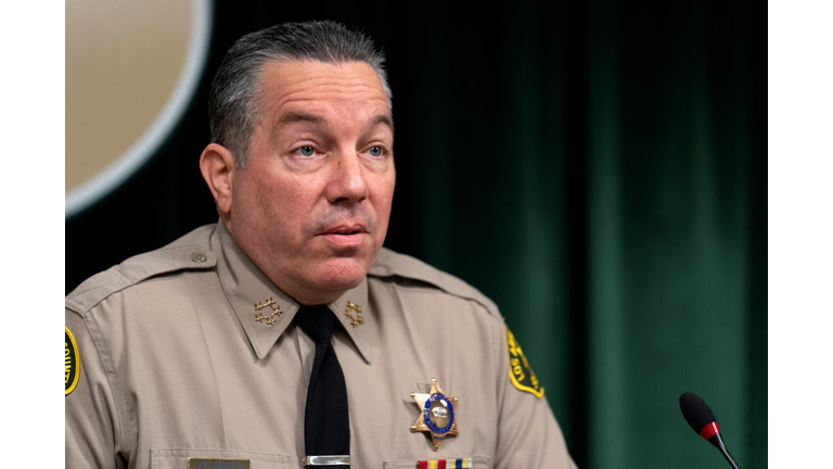 Sheriff Alex Villanueva seen speaking to the media during a