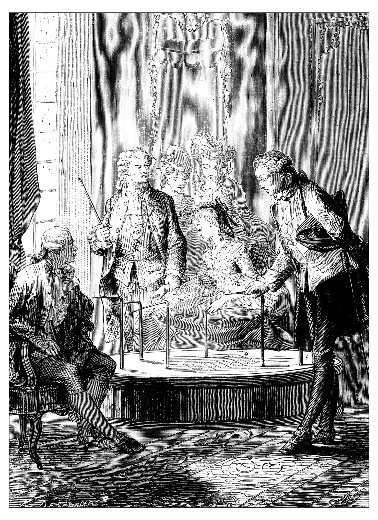 Antique illustration of scientific discoveries, anesthesia: Mesmer