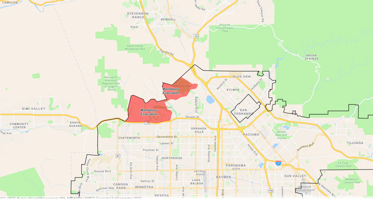 Fire Burning in Granada Hills, Porter Ranch, Sylmar Blackens 4,600 Acres