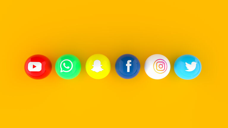 Social Media Services Icons on Orange Background
