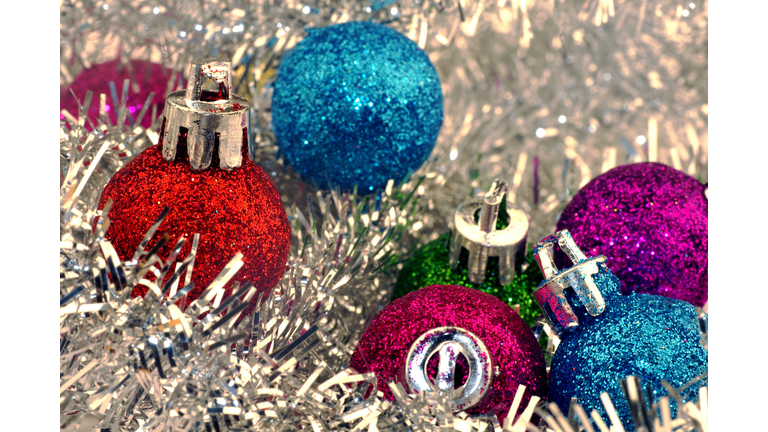 Christmas Ornaments and Silver Tinsel