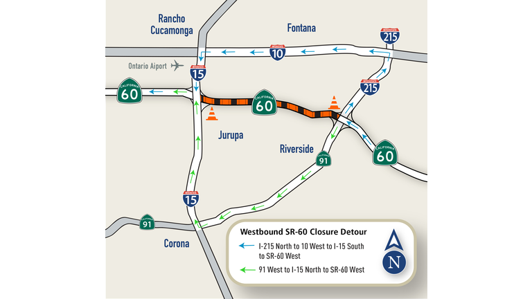 Westbound 60 Closure Planned Tonight to Monday Morning