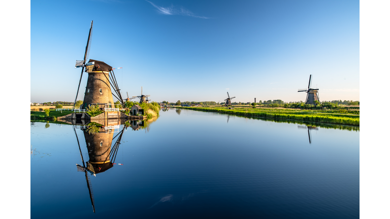 Windmills at Kinderdijk, Netherlands, Europe