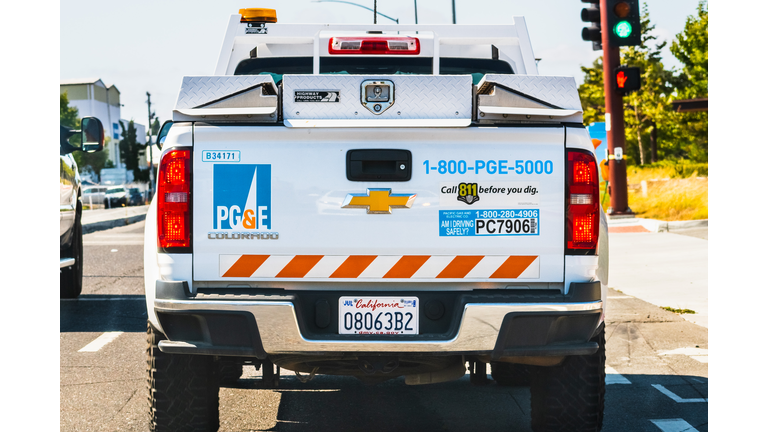 PG&E (Pacific Gas and Electric Company) service vehicle rear view