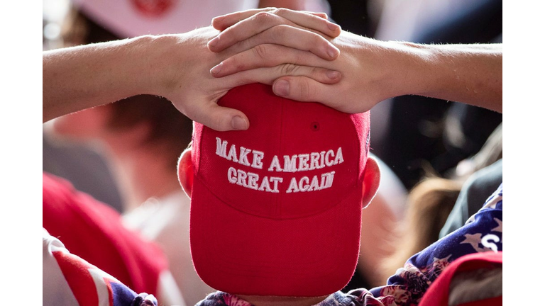 MONTOURSVILLE, PA - MAY 20: A man wears a 'Make America Great Again' hat as he waits for U.S. President Donald Trump to arrive for a 'Make America Great Again' campaign rally at Williamsport Regional Airport, May 20, 2019 in Montoursville, Pennsylvania. (Photo by Drew Angerer/Getty Images)