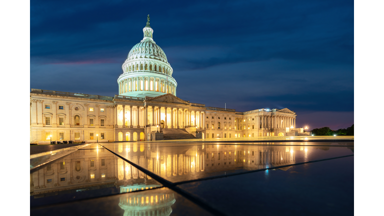 United States Capitol, Government in Washington, D.C., United States of America. Illuminated at night