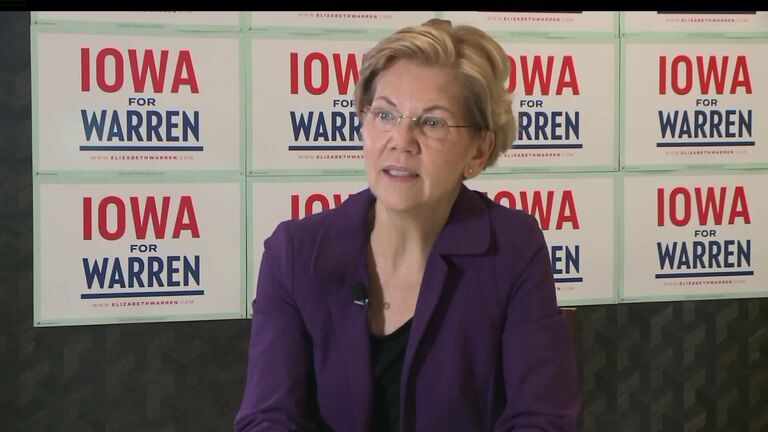 Presidential Candidate Elizabeth Warren.  WHO TV Photo