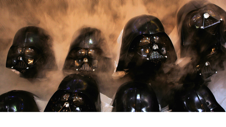 Darth Vader masks are seen at a photcall