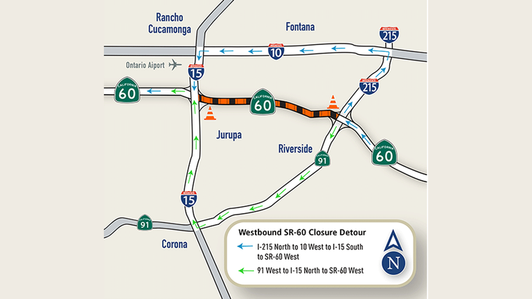 Westbound 60 Closure to Resume Tonight in Jurupa