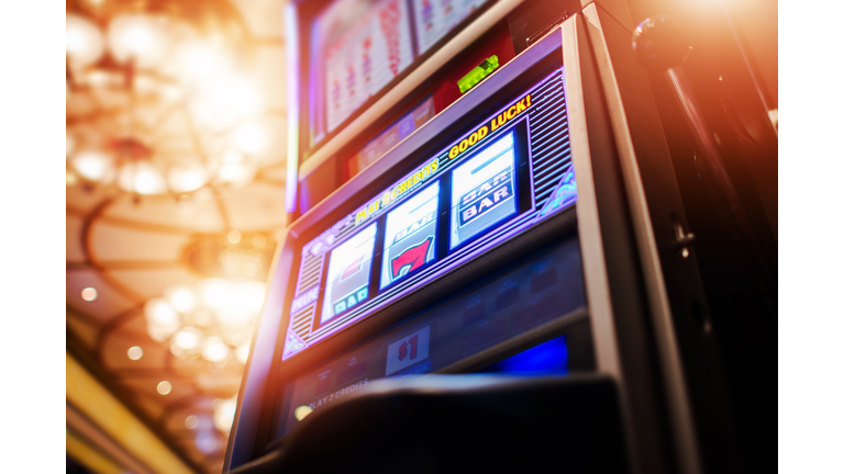 Low Angle View Of Illuminated Slot Machine